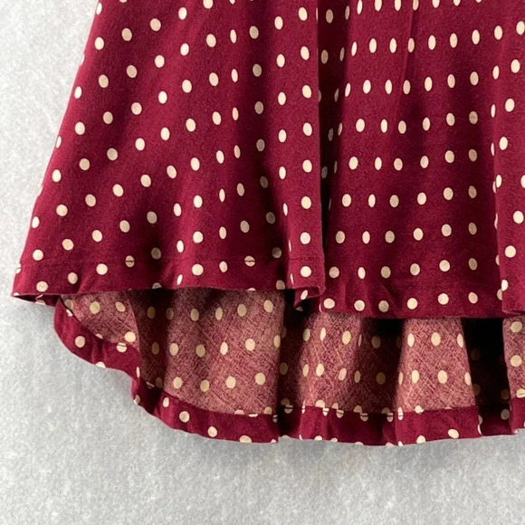 Uniqlo Skirt Girls 110 3-4Y Ines De La Fressange Polka Dot A-Line Twill Burgundy - Picture 3 of 12